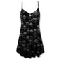 Skull Dark Rebel Quote V-Neck Sleeveless Cami Dress For Festivals And Distinctive Alternative Styling
