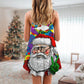 Christmas Hippie Santa Style V-Neck Sleeveless Cami Dress For Festivals Travel And Relaxed Casual Summer Wear