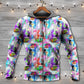 Guitar Color Mix Artistic Hoodie For Musicians Outdoor Activities And Creative Gift Ideas