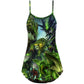 Green Dragon Skull Lover V-Neck Sleeveless Cami Dress For Bold Summer Events Vacations And Artistic Casual Style