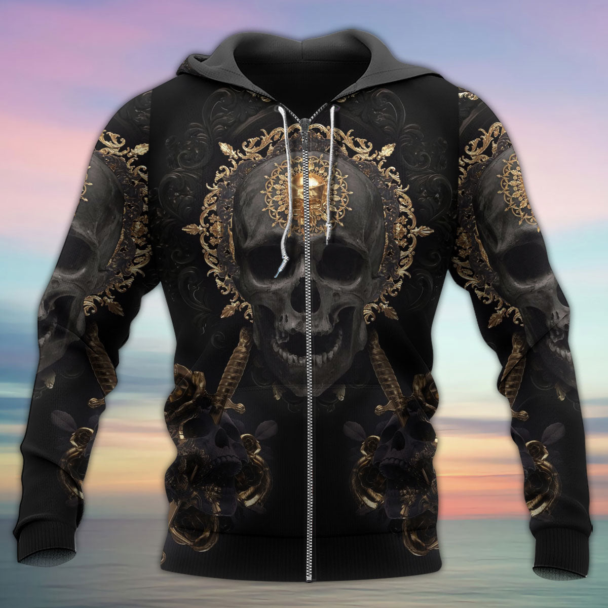 Golden Skull True King Hoodie For Alternative Fashion Events And Relaxed Everyday Wear