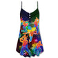 Cricket Neon Tree Christmas Snow V-Neck Sleeveless Cami Dress For Summer Events And Comfortable Everyday Style