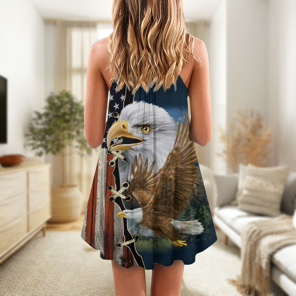 Eagle Wildlife Faith V-Neck Sleeveless Cami Dress For Outdoor Parties Festivals And Bold Summer Styling