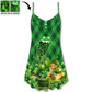 Lucky Lips Festive Vibes V-Neck Sleeveless Cami Dress For Summer Vacations Festivals And Casual Everyday Wear