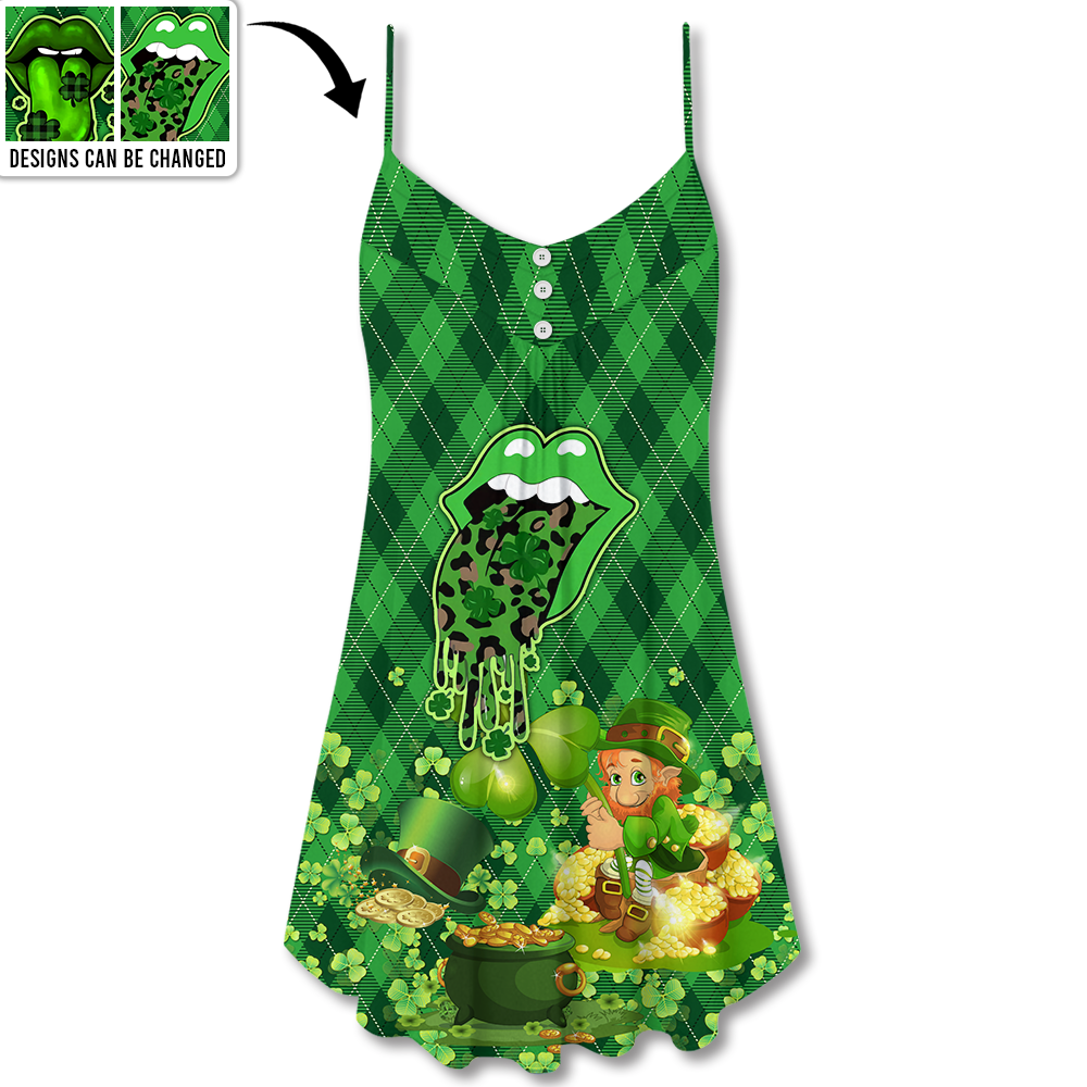 Lucky Lips Festive Vibes V-Neck Sleeveless Cami Dress For Summer Vacations Festivals And Casual Everyday Wear