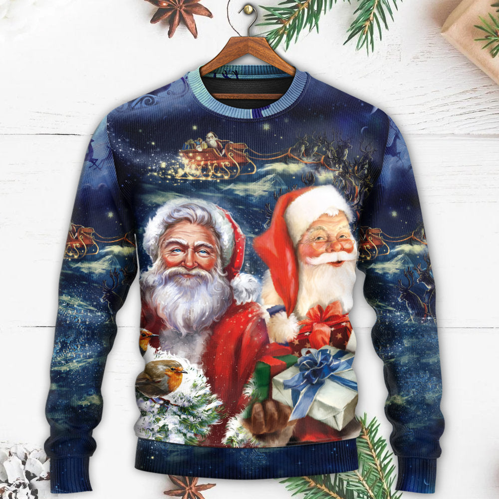 Christmas Santa Claus Snow Scene Sweater For Winter Parties Seasonal Adventures And Relaxed Everyday Styling