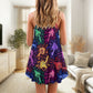 Mushroom Galaxy Rainbow Colorful V-Neck Sleeveless Cami Dress For Summer Events And Comfortable Everyday Style