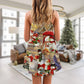 Christmas Snowman Couple Love V-Neck Sleeveless Cami Dress For Festive Events And Casual Summer Styling