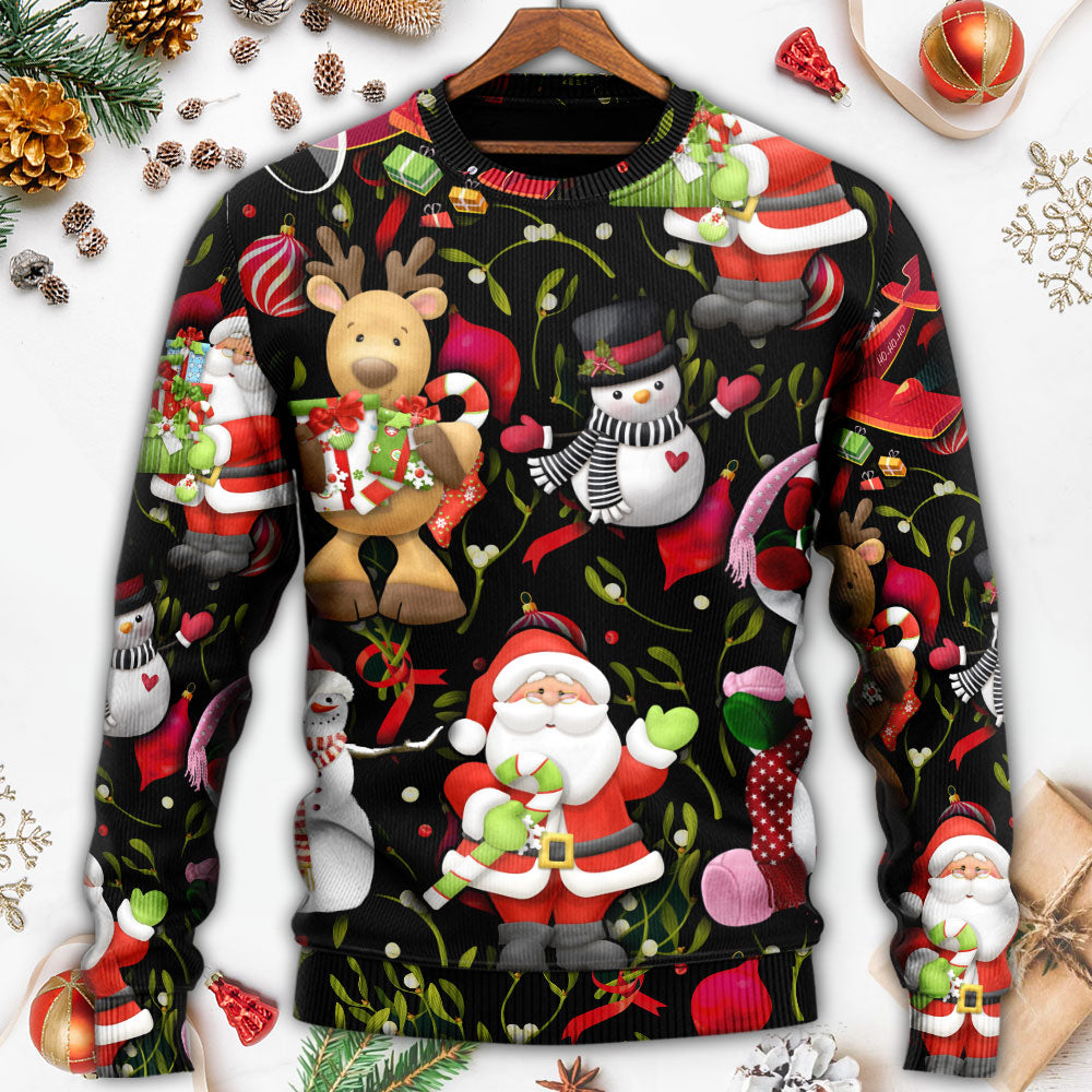 Christmas Joyful Santa Snowman Merry Xmas Sweater For Seasonal Parties Cozy Gatherings And Thoughtful Holiday Gifts