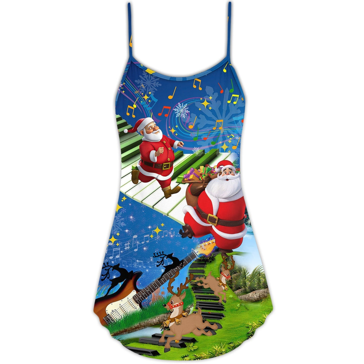 Christmas Musical Holiday Fun – Women's Summer Sleeveless V-Neck Camisole Dress