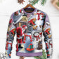 Christmas Santa Building Snowman Gift Sweater For Holiday Parties Family Gatherings And Seasonal Gift Giving