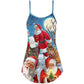 Funny Santa Elf Christmas Sky V-Neck Sleeveless Cami Dress For Festive Events And Casual Summer Styling