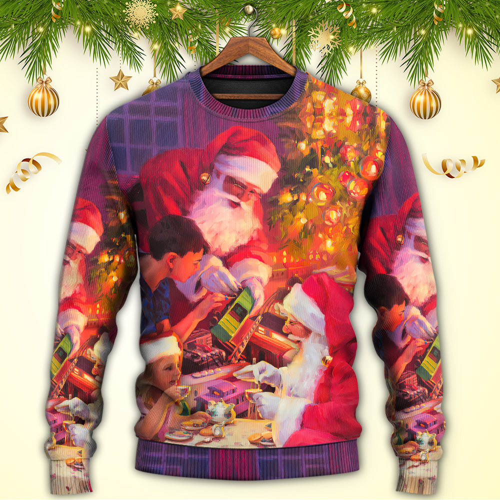Christmas Santa Story Light Sweater For Holiday Parties Family Gatherings And Seasonal Gift Giving