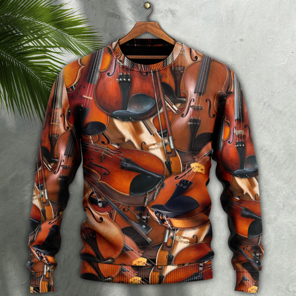 Violin Intelligent Music Sweater For Rehearsals Weekend Outings And Expressive Casual Styling