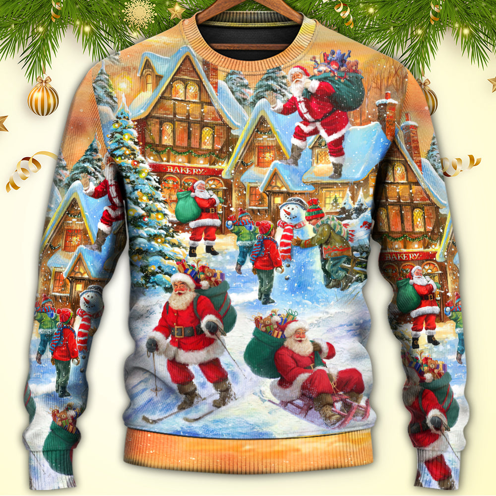 Christmas Santa In Town Xmas Is Coming Sweater For Family Gatherings Winter Travel And Everyday Seasonal Comfort