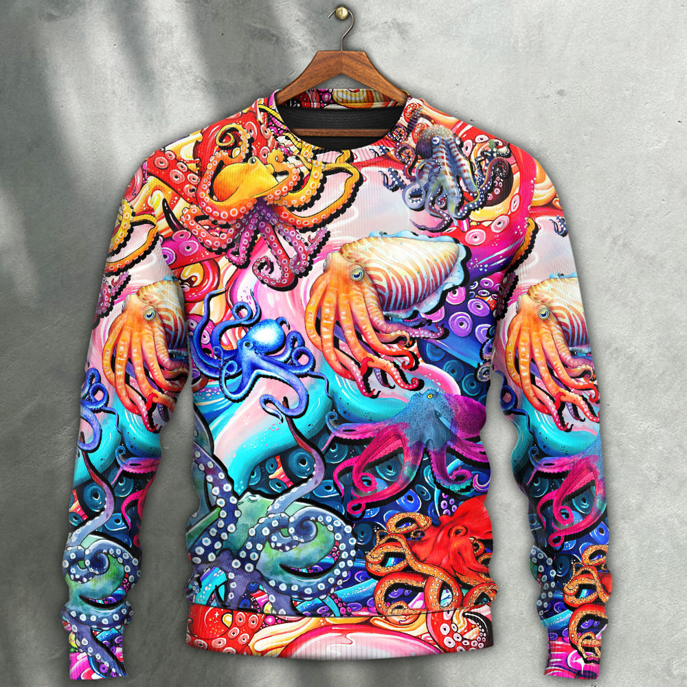 Colorful Octopus Sweater For Seaside Adventures Outdoor Events And Relaxed Daily Style