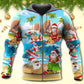 Tropical Funny Christmas Santa Beach Vacation Hoodie For Christmas Gatherings Outdoor Trips And Relaxed Seasonal Style
