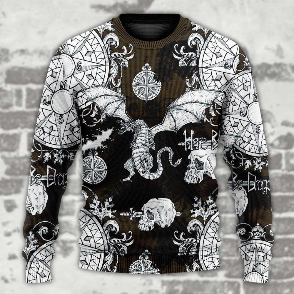 Flying Dragon Skull Gothic Sweater For Art Fans Travel Parties And Distinctive Casual Style