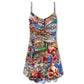 Christmas Joy Love Peace Family V-Neck Sleeveless Cami Dress For Festive Events And Casual Summer Styling