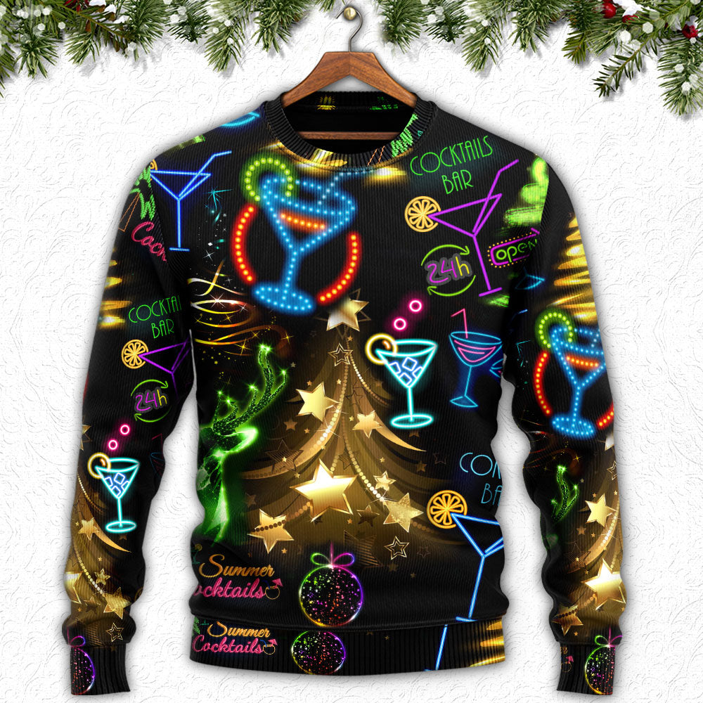 Christmas Cocktail Neon Sweater For Festive Family Events Casual Wear And Holiday Gift Giving