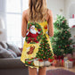 Christmas Tree Yellow Santa Claus V-Neck Sleeveless Cami Dress For Summer Vacations And Casual Everyday Wear