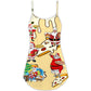 Christmas Santa Eating Pizza V-Neck Sleeveless Cami Dress For Beach Trips Parties And Relaxed Warm Weather Style