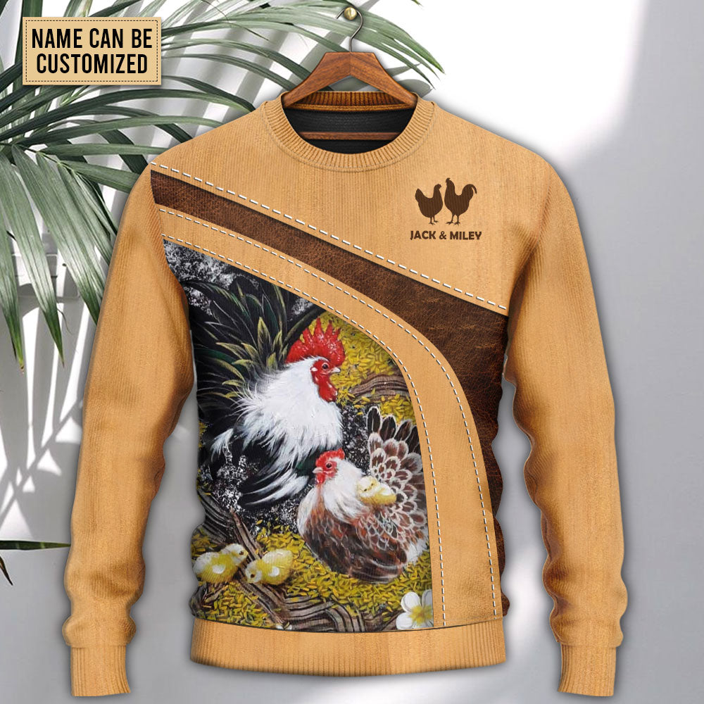 Old Rooster And Cute Chick Farm Sweater For Casual Wear Travel Parties And Comfortable Seasonal Style