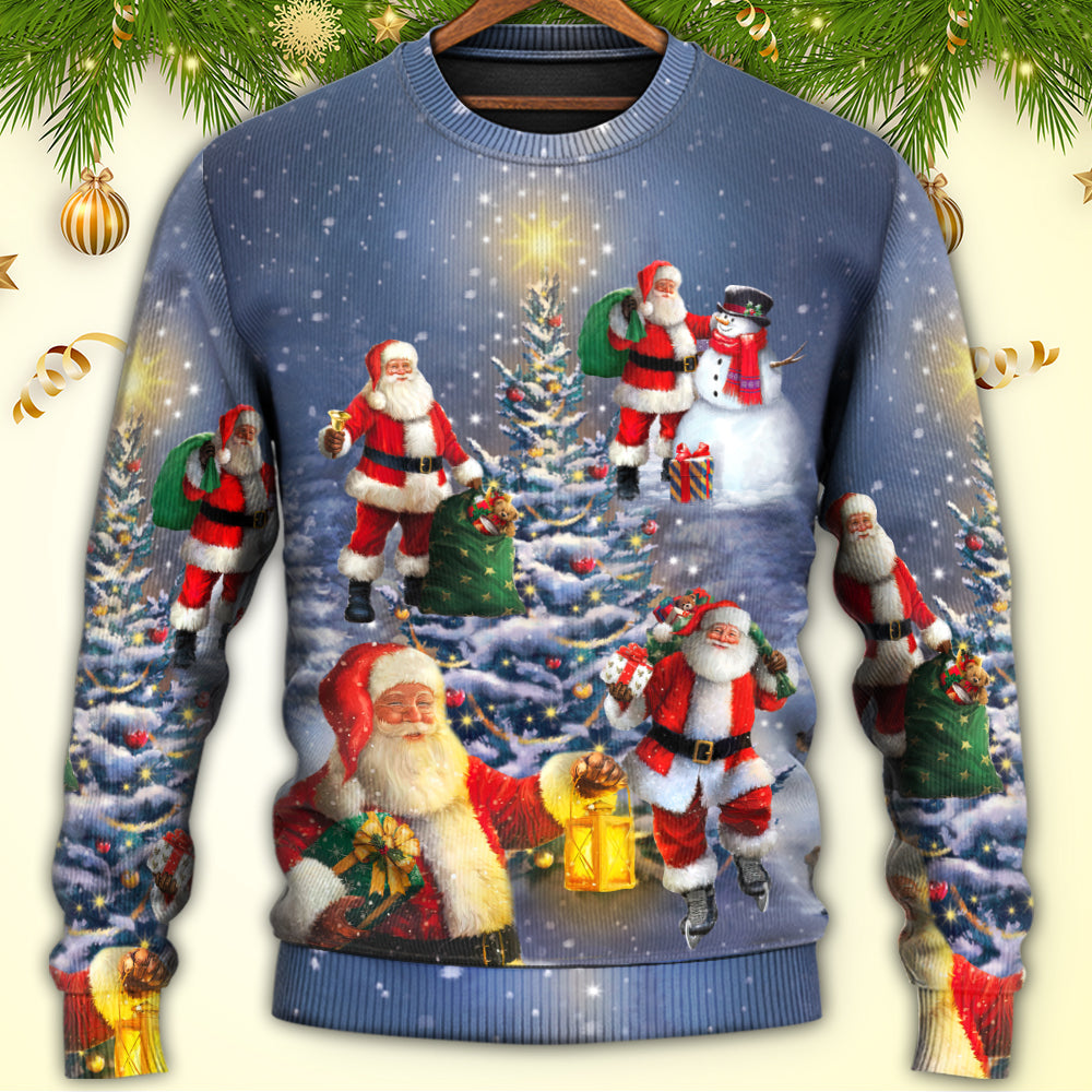 Christmas Santa Holiday Lights Xmas Tree Sweater For Holiday Parties Family Gatherings And Seasonal Gift Giving
