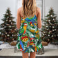 Christmas Parrot Tropical Love V-Neck Sleeveless Cami Dress For Festivals Travel And Relaxed Casual Summer Wear