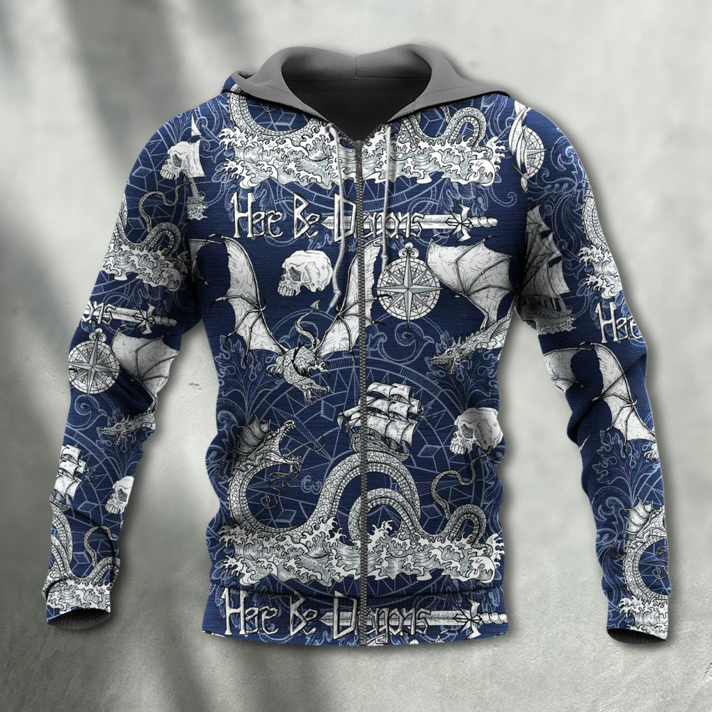 Dragon Skull Sea Life Hoodie For Coastal Travel Casual Outfits And Relaxed Daily Wear