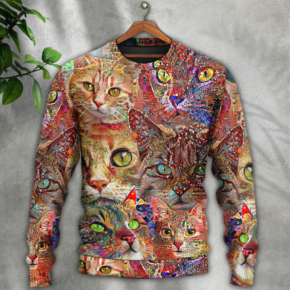 Colorful Cat Sweater For Distinctive Animal Artwork Holidays And Thoughtful Gifts
