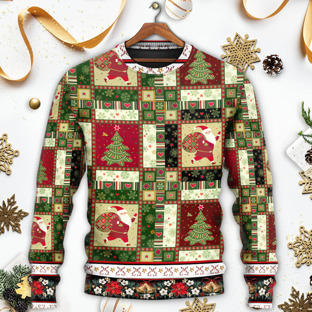 Christmas Santa And Fir Tree Sweater For Holiday Travel Winter Outings And Cheerful Gift Giving