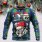 Christmas Skull Santa Hat Snow Hoodie For Christmas Events Holiday Travel And Comfortable Casual Outfits
