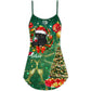 Christmas Black Cat Drinking Tree Lights V-Neck Sleeveless Cami Dress For Vacations And Casual Warm Weather Wear