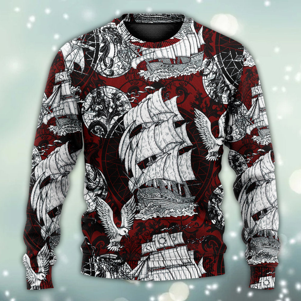 Sailing Ship Old Vintage Anchor Sea Sweater For Seaside Adventures Outdoor Events And Relaxed Daily Style