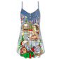 Tattoo Santa Christmas Cool Style – Women's Summer Sleeveless V-Neck Camisole Dress