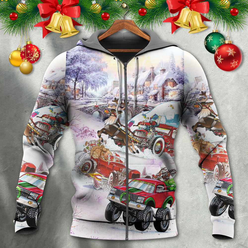 Christmas Car Run Holiday Cheer Hoodie For Holiday Gatherings Winter Travel And Seasonal Gifting