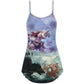 Christmas Santa Dark Battle Theme V-Neck Sleeveless Cami Dress For Summer Events And Comfortable Everyday Style