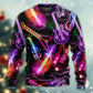 Guitar Neon Christmas Sweater For Holiday Parties Family Gatherings And Seasonal Gift Giving