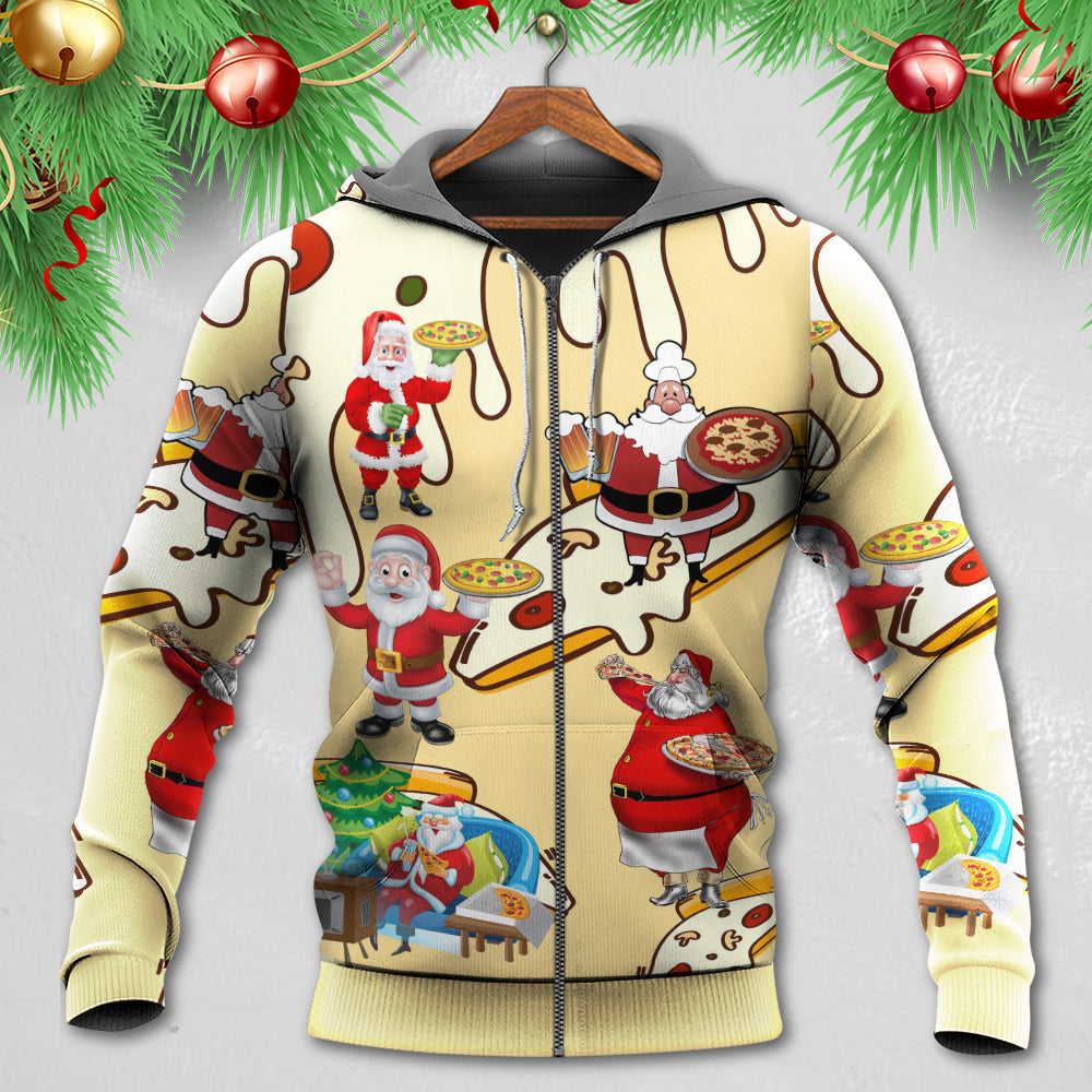 Santa Pizza Night Christmas Hoodie For Holiday Gatherings Winter Travel And Seasonal Gifting