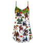 Dragon Merry Christmas Art V-Neck Sleeveless Cami Dress For Festivals Travel And Relaxed Casual Summer Wear