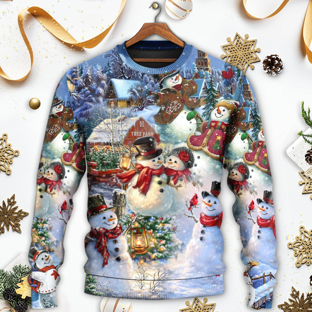 Christmas Snowman Happy Couple Sweater For Family Gatherings Winter Travel And Everyday Seasonal Comfort