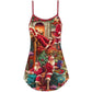 Santa Story Cozy Christmas Art V-Neck Sleeveless Cami Dress For Festivals Travel And Relaxed Casual Summer Wear
