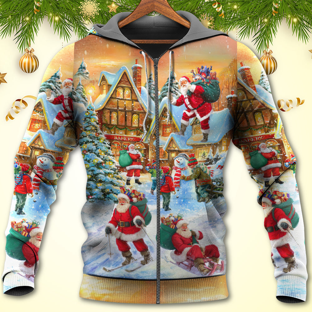 Christmas Santa Town Coming Hoodie For Christmas Gatherings Outdoor Trips And Relaxed Seasonal Style