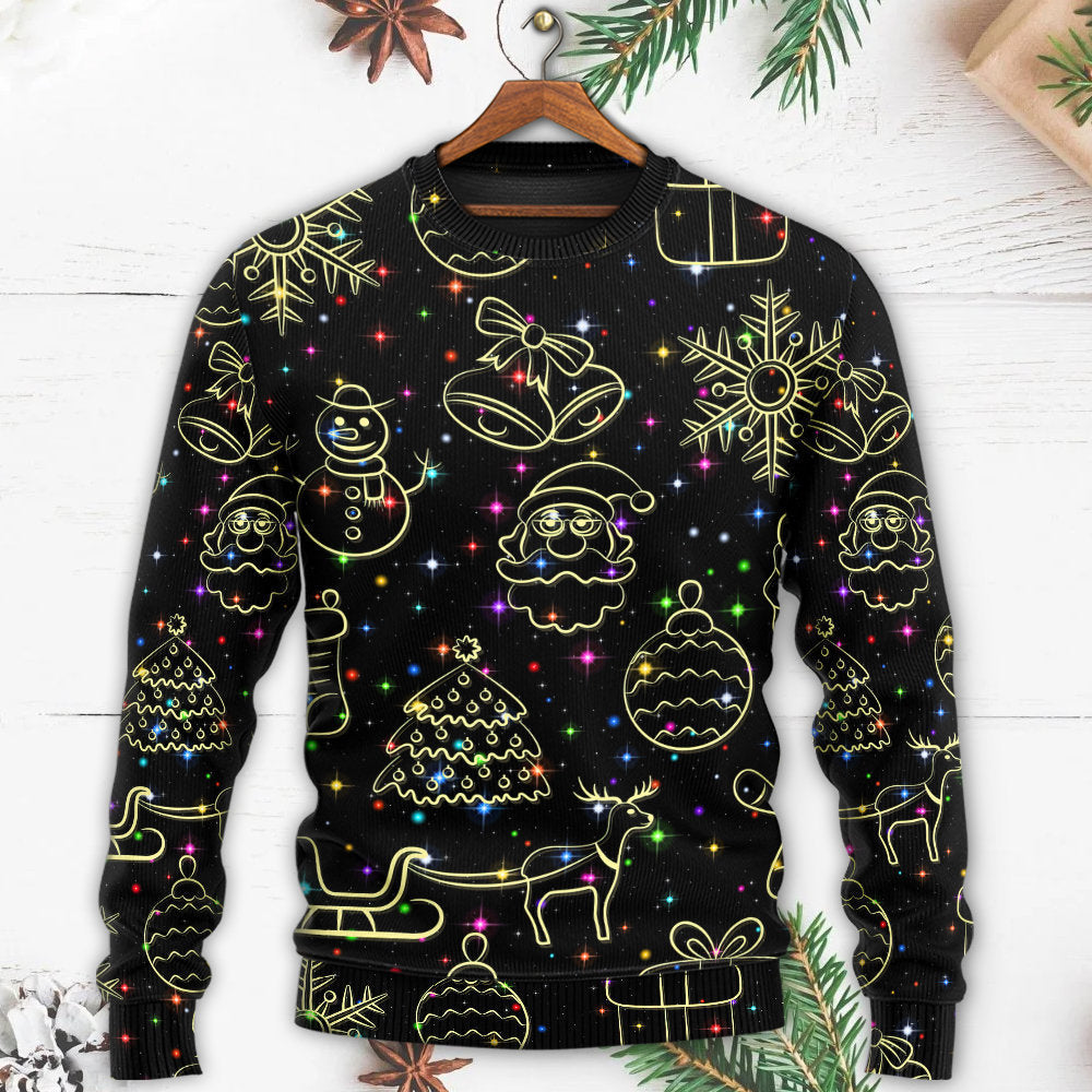 Christmas Neon Light Starry Night Sweater For Holiday Travel Winter Outings And Cheerful Gift Giving