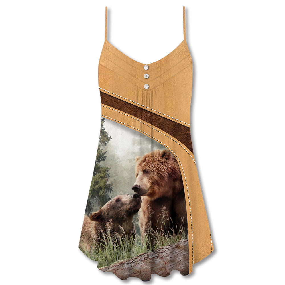 Old Bear And Honey Home V-Neck Sleeveless Cami Dress For Vacations And Casual Warm Weather Wear