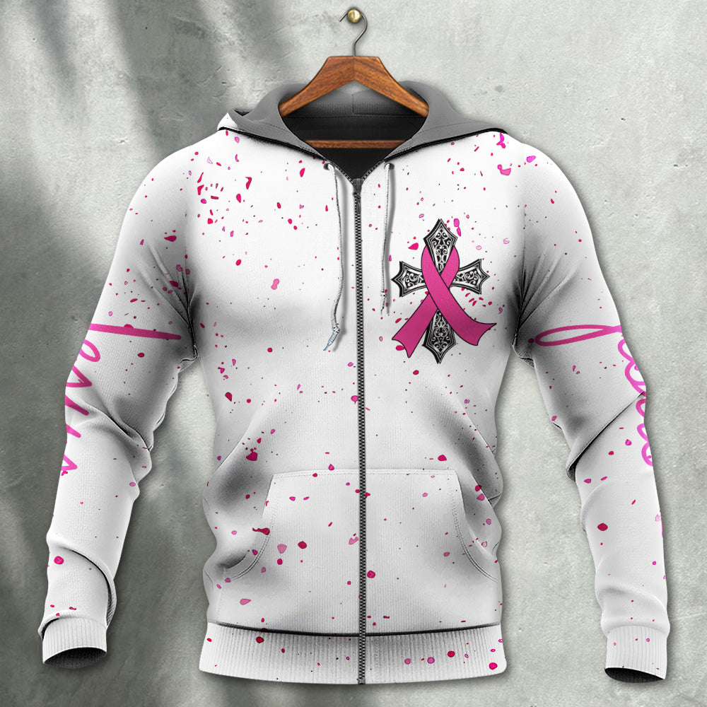 Pink Breast Cancer Awareness Ribbon Message Hoodie For Supportive Everyday Style Seasonal Events And Gifting