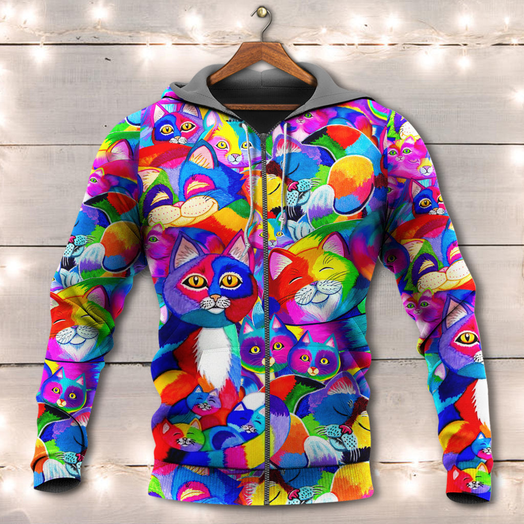 Colorful Cat Rainbow Hoodie For Pride Festivals Community Events And Colorful Everyday Style
