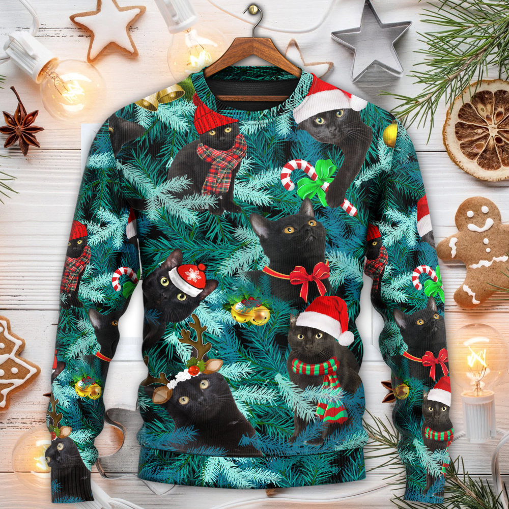 Christmas Black Cat Jolly Holiday Sweater For Seasonal Parties Cozy Gatherings And Thoughtful Holiday Gifts
