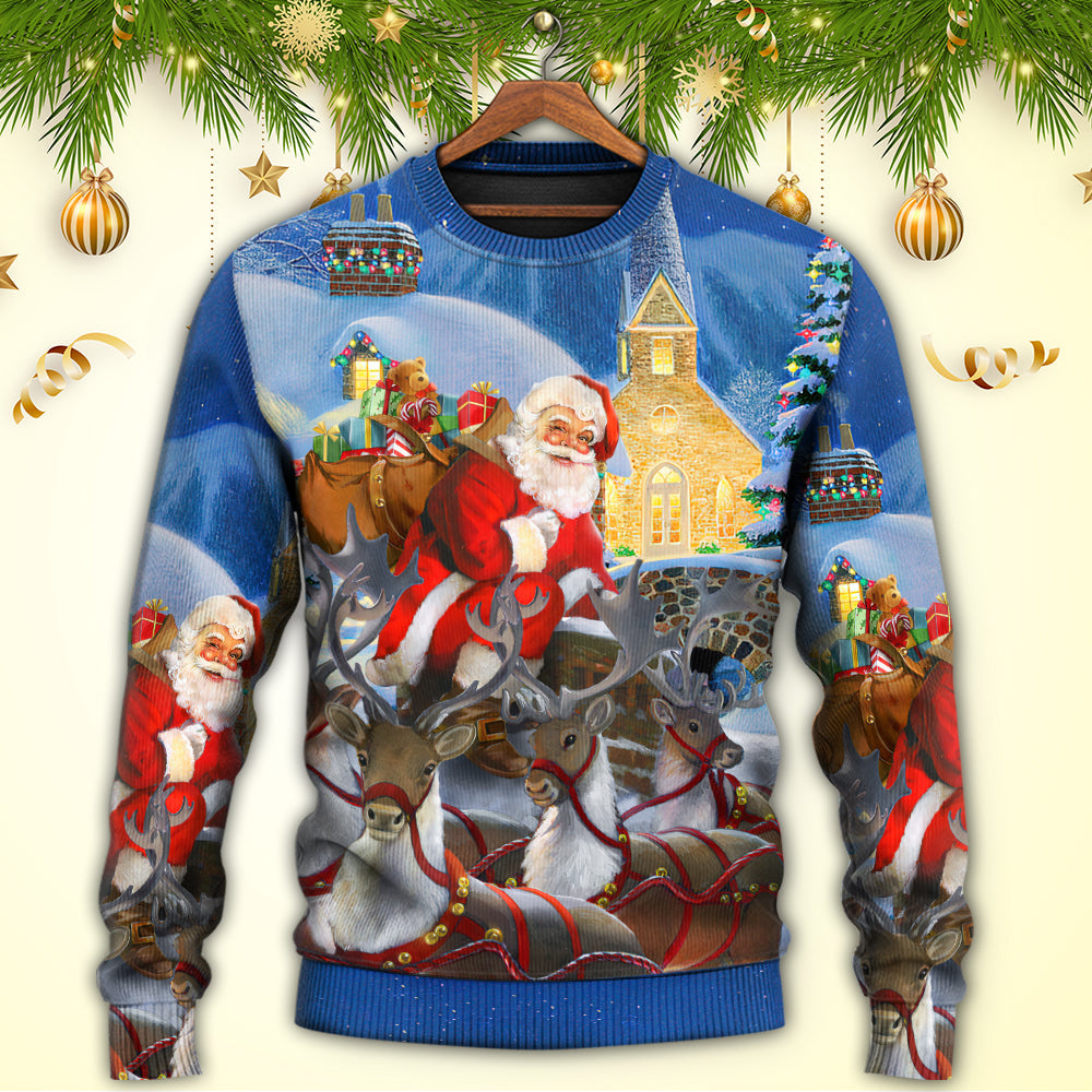 Christmas Santa Reindeer Gift Sweater For Festive Events Weekend Outings And Comfortable Winter Style